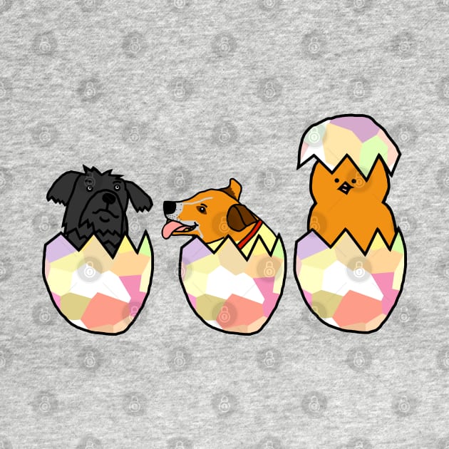 Funny Easter Egg Surprise Puppies and Chicken by ellenhenryart